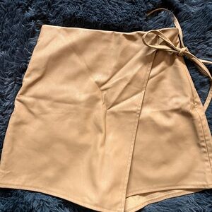 Zara Tan Skorts with Wrap Style and Tie Waist